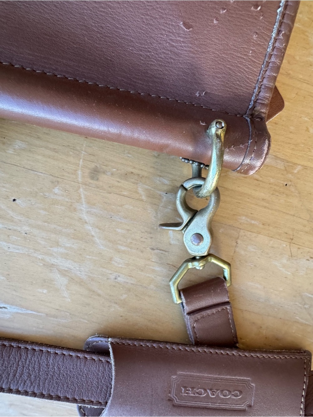 Coach Brown Leather Flap Laptop Satchel with Adjustable Strap - Picture 5 of 12